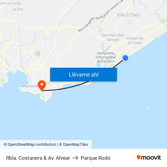 Rbla. Costanera & Av. Alvear to Parque Rodó map
