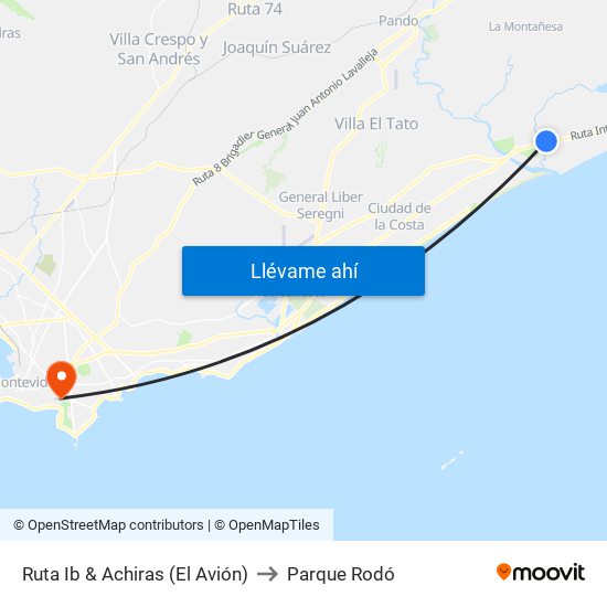 Ruta Ib & Achiras (El Avión) to Parque Rodó map