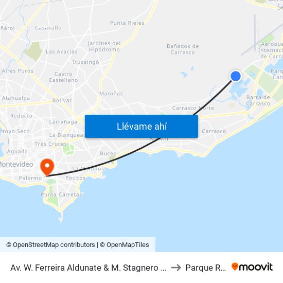Av. W. Ferreira Aldunate & M. Stagnero De Munar to Parque Rodó map
