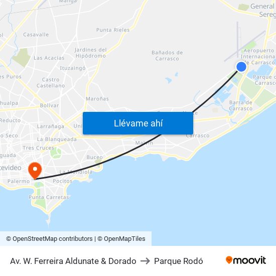 Av. W. Ferreira Aldunate & Dorado to Parque Rodó map