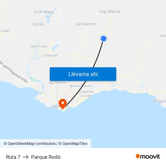 Ruta 7 to Parque Rodó map