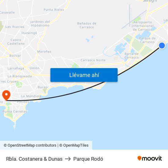 Rbla. Costanera & Dunas to Parque Rodó map