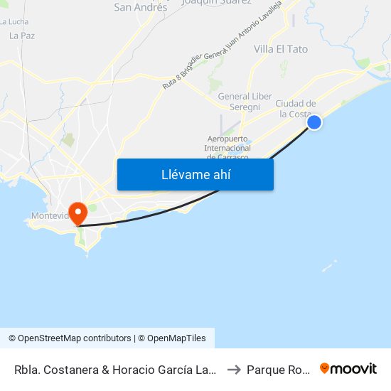 Rbla. Costanera & Horacio García Lagos to Parque Rodó map