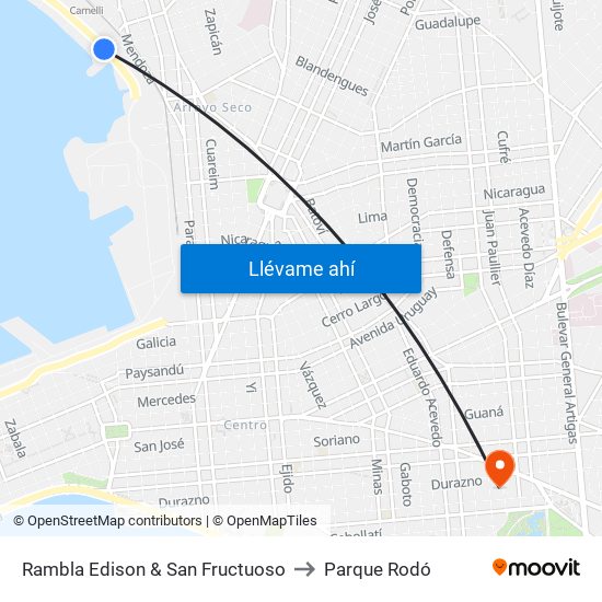 Rambla Edison & San Fructuoso to Parque Rodó map