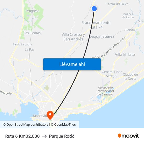 Ruta 6 Km32.000 to Parque Rodó map