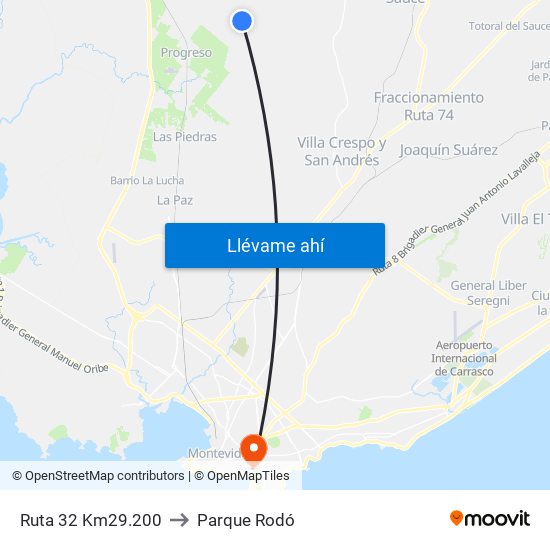 Ruta 32 Km29.200 to Parque Rodó map