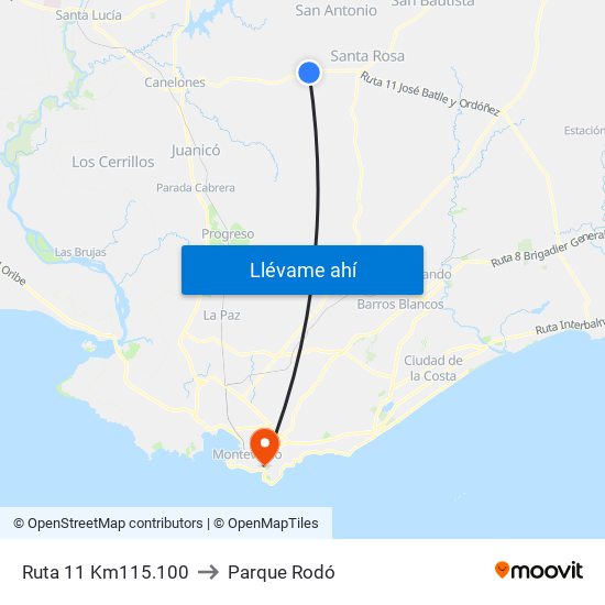 Ruta 11 Km115.100 to Parque Rodó map