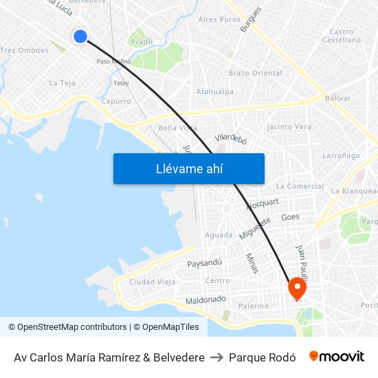 Av Carlos María Ramírez & Belvedere to Parque Rodó map