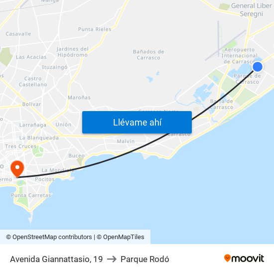 Avenida Giannattasio, 19 to Parque Rodó map