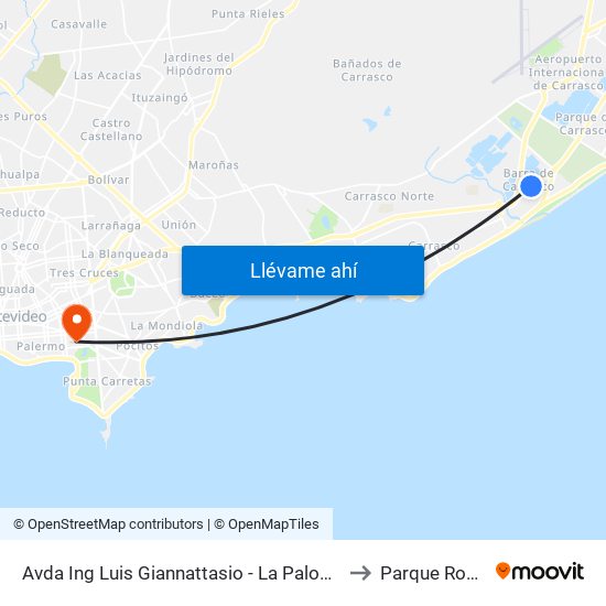 Avda Ing Luis Giannattasio - La Paloma to Parque Rodó map