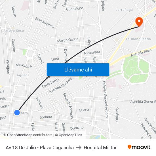 Av 18 De Julio - Plaza Cagancha to Hospital Militar map