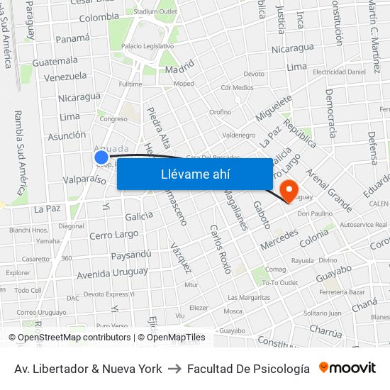 Av. Libertador & Nueva York to Facultad De Psicología map