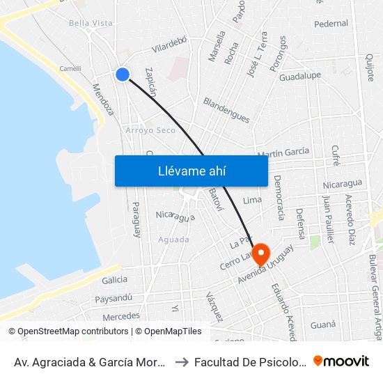 Av. Agraciada & García Morales to Facultad De Psicología map