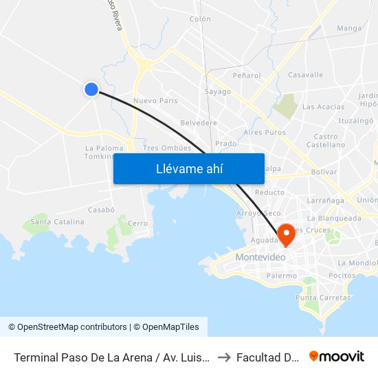 Terminal Paso De La Arena / Av. Luis Batlle Berres Y Carlos Arocena to Facultad De Psicología map