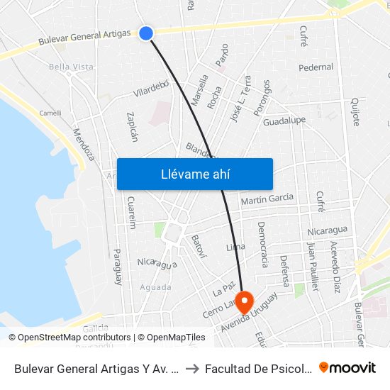 Bulevar General Artigas Y Av. Millán to Facultad De Psicología map
