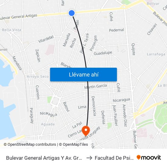 Bulevar General Artigas Y Av. Gral. San Martín to Facultad De Psicología map