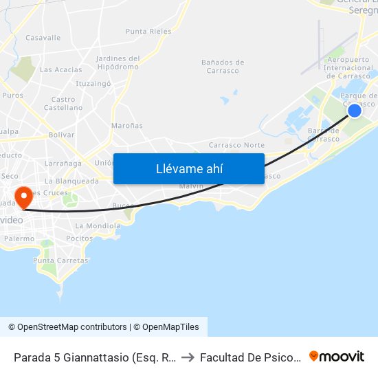 Parada 5 Giannattasio (Esq. Racine) to Facultad De Psicología map