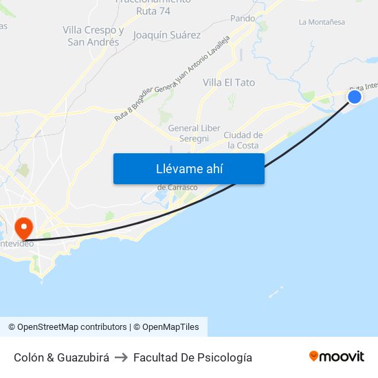 Colón & Guazubirá to Facultad De Psicología map