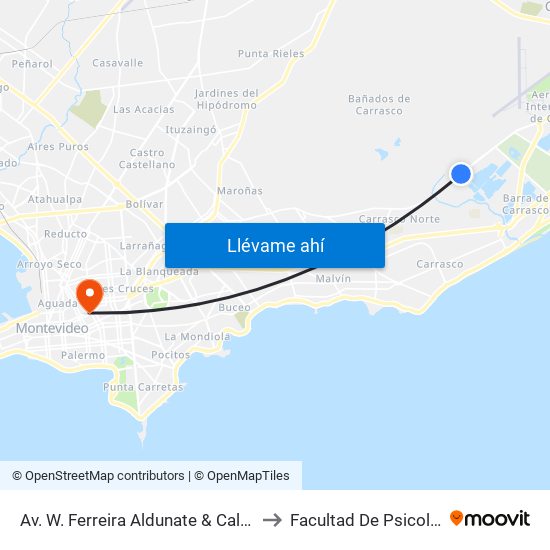 Av. W. Ferreira Aldunate & Calcagno to Facultad De Psicología map