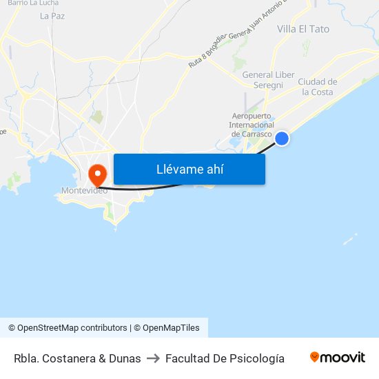 Rbla. Costanera & Dunas to Facultad De Psicología map