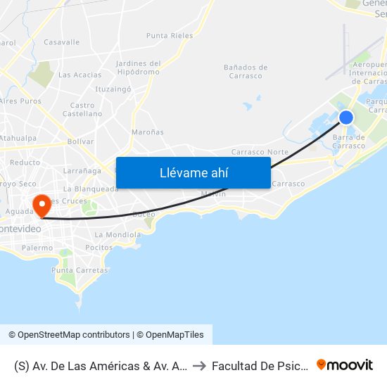 (S) Av. De Las Américas & Av. A La Playa to Facultad De Psicología map