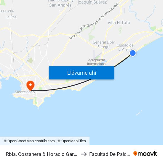 Rbla. Costanera & Horacio García Lagos to Facultad De Psicología map