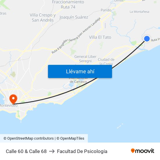 Calle 60 & Calle 68 to Facultad De Psicología map