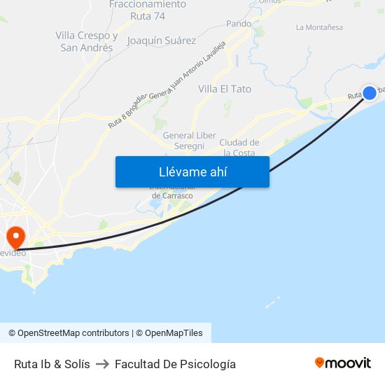 Ruta Ib & Solís to Facultad De Psicología map