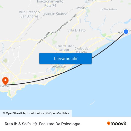 Ruta Ib & Solís to Facultad De Psicología map