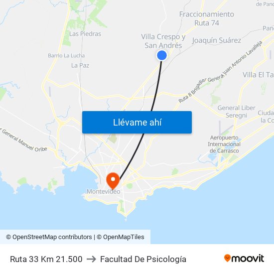 Ruta 33 Km 21.500 to Facultad De Psicología map