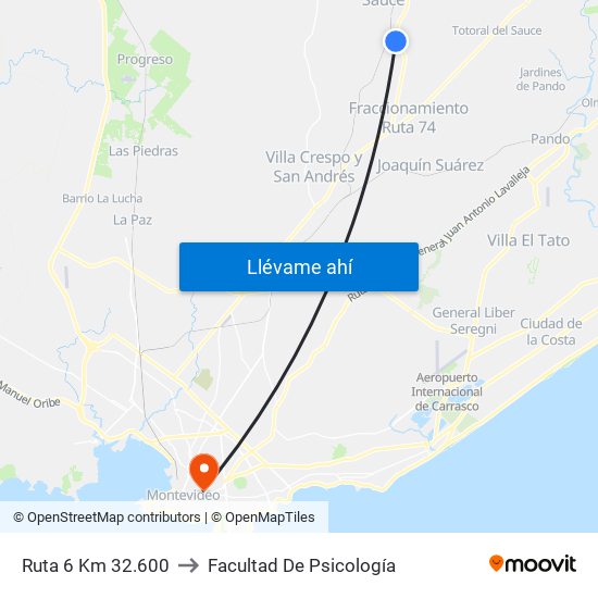 Ruta 6 Km 32.600 to Facultad De Psicología map