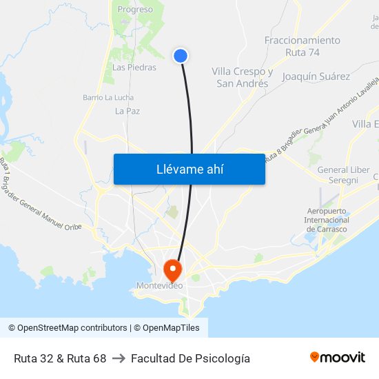 Ruta 32 & Ruta 68 to Facultad De Psicología map