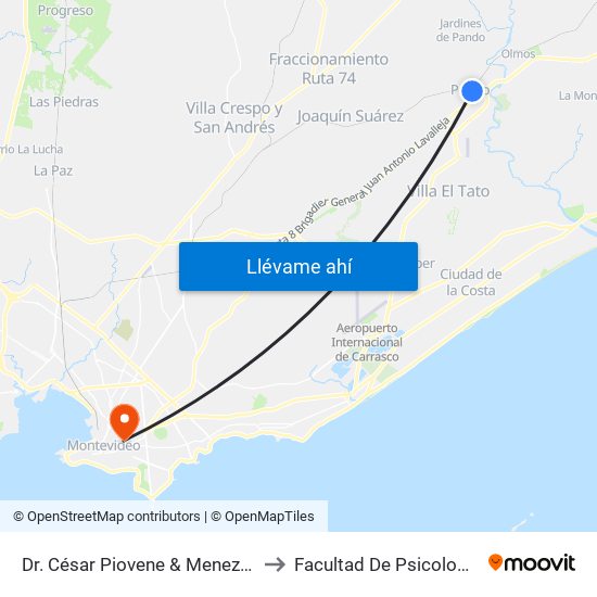 Dr. César Piovene & Menezes to Facultad De Psicología map