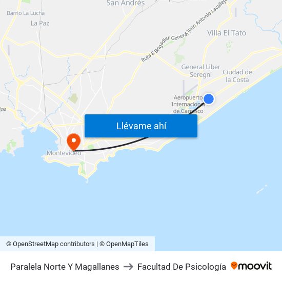 Paralela Norte Y Magallanes to Facultad De Psicología map