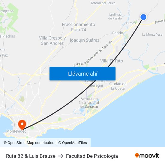 Ruta 82 & Luis Brause to Facultad De Psicología map