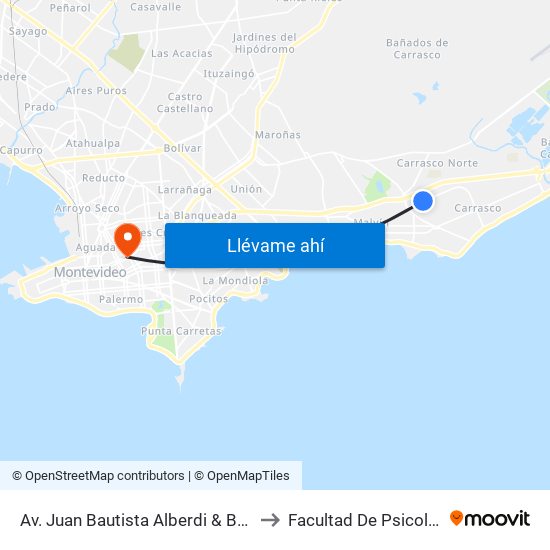 Av. Juan Bautista Alberdi & Bolonia to Facultad De Psicología map