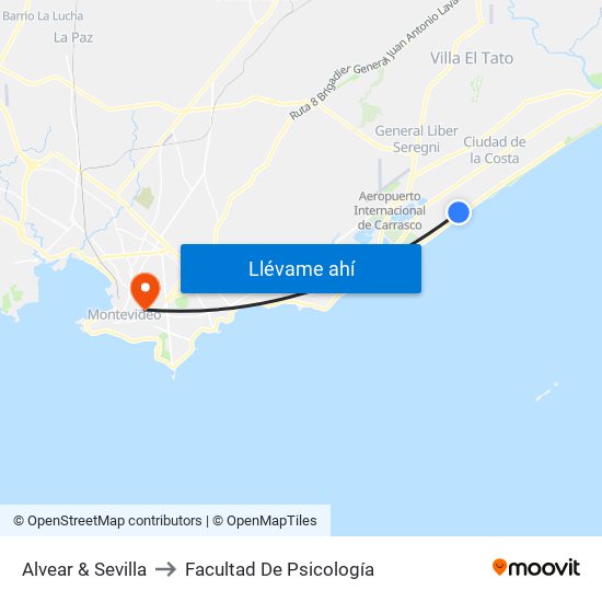 Alvear & Sevilla to Facultad De Psicología map
