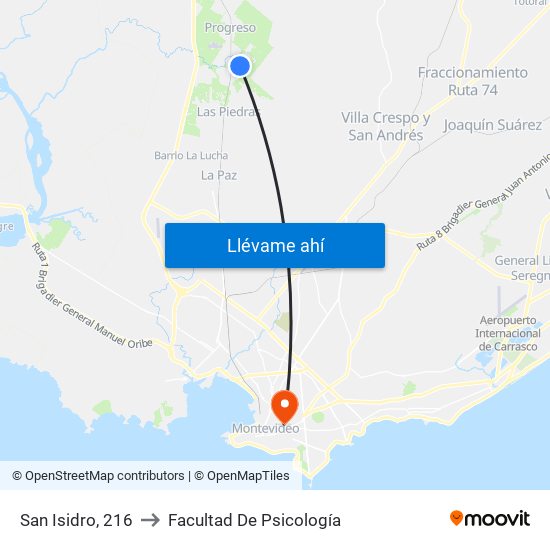 San Isidro, 216 to Facultad De Psicología map