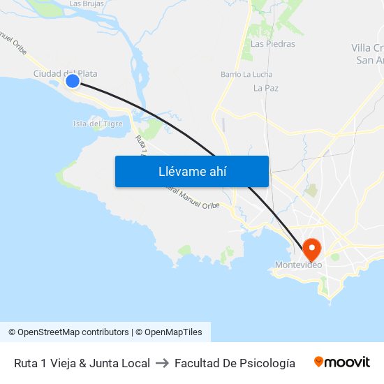 Ruta 1 Vieja & Junta Local to Facultad De Psicología map