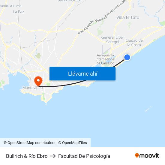 Bullrich & Río Ebro to Facultad De Psicología map