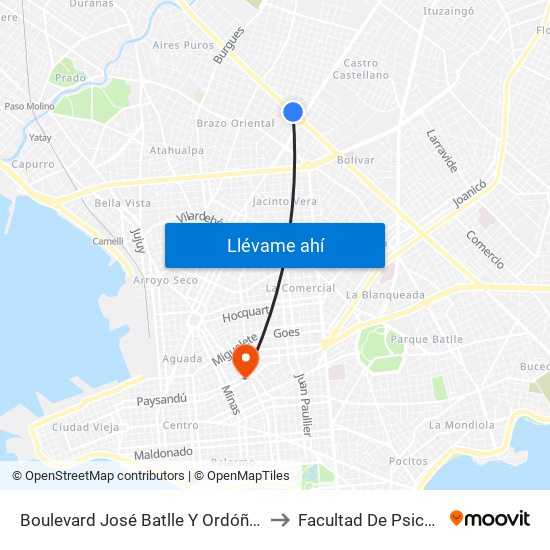 Boulevard José Batlle Y Ordóñez, 3900 to Facultad De Psicología map