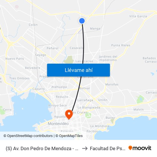 (S) Av. Don Pedro De Mendoza - Escuela N°141 to Facultad De Psicología map