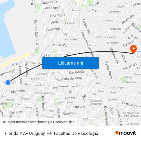 Florida Y Av Uruguay to Facultad De Psicología map