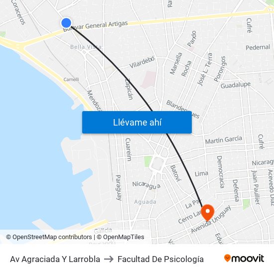 Av Agraciada Y Larrobla to Facultad De Psicología map