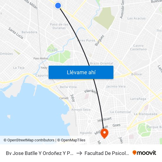Bv Jose Batlle Y Ordoñez Y Pastor to Facultad De Psicología map