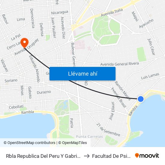 Rbla Republica Del Peru Y Gabriel A Pereira to Facultad De Psicología map