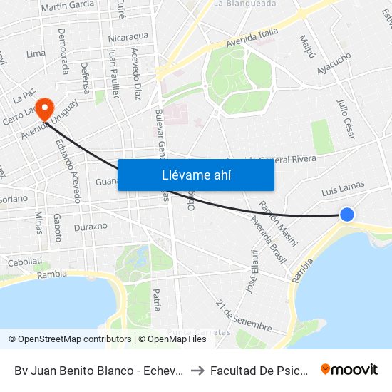 Bv Juan Benito Blanco - Echevarriarza to Facultad De Psicología map