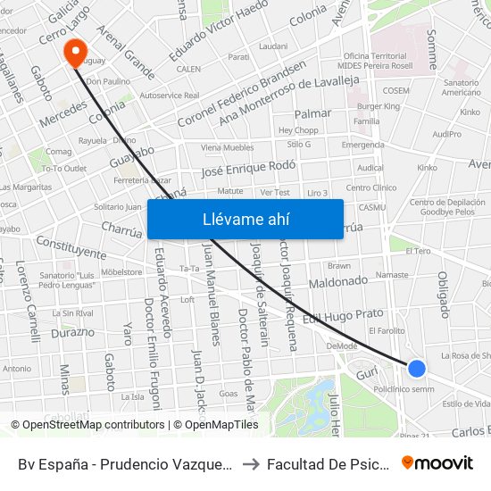 Bv España - Prudencio Vazquez Y Vega to Facultad De Psicología map