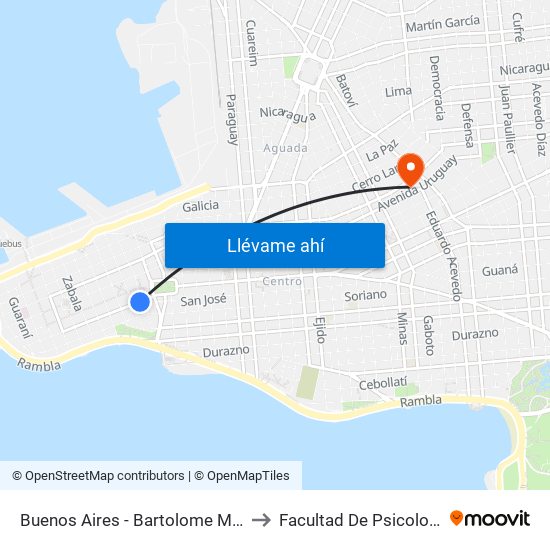 Buenos Aires - Bartolome Mitre to Facultad De Psicología map