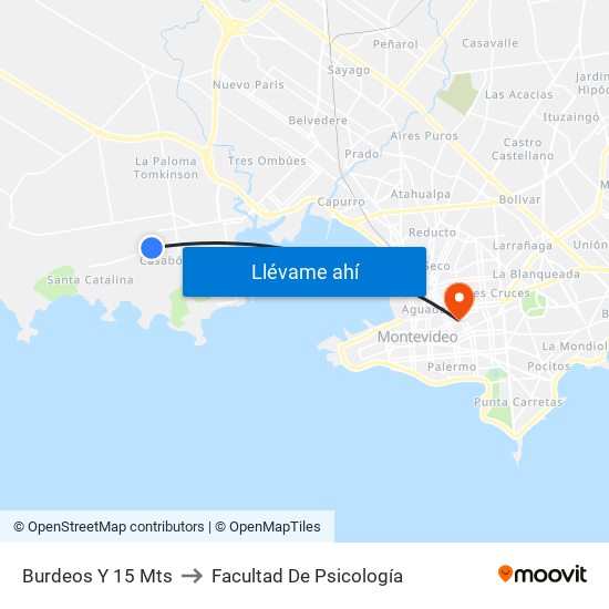 Burdeos Y 15 Mts to Facultad De Psicología map